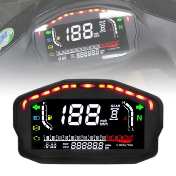 Motosiklet kilometre saati Kilometre Sayacı Takometre 12V 14000RPM LED lcd ekran Motosiklet Tach Metre Ölçer Enstrüman Honda Yamaha İçin