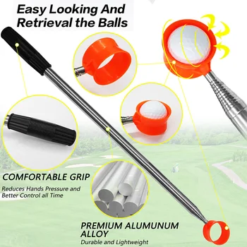 12ft / 9ft Golf Topu Retriever Paslanmaz Çelik Golf Topu Seçici Teleskopik Rahat Saplı Golf Topu Pikap Golf Aksesuarları