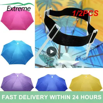 1/2 ADET 55/65/69/95cm Taşınabilir Yağmur Şemsiye Şapka Katlanabilir Açık Balıkçılık Anti-güneş Su Geçirmez Şemsiye Kamp şapka Plaj