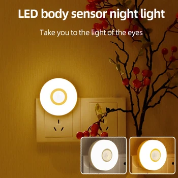 2 ADET Hareket Sensörü led gece ışığı ışık AB / ABD Plug-in Lamba Otomatik Açık / Kapalı Enerji Tasarrufu İnsan kızılötesi sensörlü ışık Odası Koridor