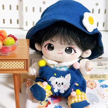 1 Takım 20cm oyuncak bebek giysileri Set Mini Tulum Şapka Takım Elbise Pamuk Dolması Bebekler Oyuncaklar Aksesuarları Idol Bebek Şapkalar Elbise Takım Elbise