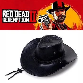 Oyun Red Dead Redemption 2 kovboy şapkası Cosplay Kostüm Prop Şapka Deri Unisex