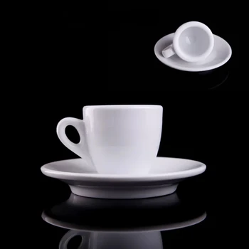 Profesyonel Rekabet Seviyesi Esp Espresso SHOT Cam 9mm Kalın Seramik Cafe Espresso İtalyan Kupa Kahve Fincan Tabağı Setleri