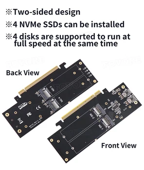 M2 NVME Adaptörü 4 Port M. 2 NVMe PCIe 3. 0X16 Yükseltici Denetleyici Adaptörü PCI Express 4 Port M Anahtar VROC RAID Ana Bilgisayar Denetleyicisi