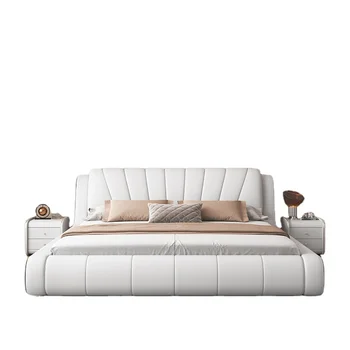 Yatak odası mobilyası king-size yatak Çerçeve İtalyan Kadife Döşemeli yatak takımı Lüks Modern Çift Kişilik Yatak