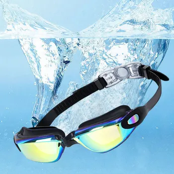 Yetişkin yüzme yüzücü gözlükleri Gözlük Galvanik Anti Sis Su Geçirmez Unisex Silikon yüzücü gözlükleri