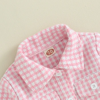 Toddler Kız Gömlek Ceket Ekose Baskı Uzun Kollu Düğme Hırka Kış Ceket Bebek Bebek Bahar Güz Dış Giyim