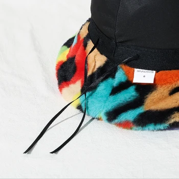 Yeni Moda Kış Fedora Şapka Kadınlar İçin Renkli Şerit Taklit Kürk Kova Şapka Yumuşak Sıcak Balıkçı Şapka Güneş Koruyucu Panama Bayan Kap