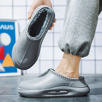 Yeni Moda Peluş Terlik Kadın Erkek Ekmek Ayakkabı Kış Sıcak Kalın Platform Su Geçirmez Terlik Açık Ev Ayakkabıları çıkarılabilir