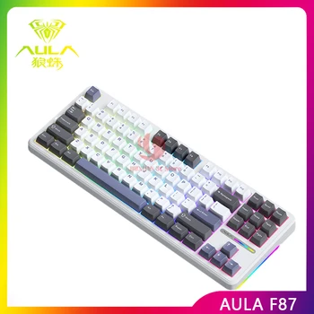 AULA F87 Mekanik Oyun Klavyesi Üç Modlu Klavye Bluetooth Kablosuz Rgb Arkadan Aydınlatmalı Aksesuar Bilgisayar Pc İçin Adam Oyun Hediyeler