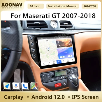 8 + 128G Android 12 Araba Radyo Maserati GT 2007-2018 İçin Dokunmatik Ekran 10 İnç Multimedya Video Oynatıcı GPS Navi Carplay IPS Ünitesi