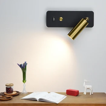 Led duvar ışıkları anahtarı Ve USB Arayüzü ile Moda 7W Beyaz Siyah Duvar lamba aksesuarı Koridor Koridor Yanında Aydınlatma Sanat Aplik