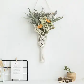 Pamuk Halat Ahşap Kuru Çiçek Asılı Parça Goblen Başucu Yurdu Yatak Odası Oturma oda duvar dekorasyonu Süs ZD154
