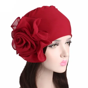 Kadın Tam-O ' - Shanter Şapka Yeni Moda Elastik Zarif Yan Büyük Çiçek Kemoterapi Kafa Şapkalar