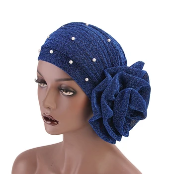 Kadın Müslüman Şapkalar Streç Türban Büyük çiçekli şapka Kemo Saç Dökülmesi başörtüsü Wrap Başörtüsü Eşarp Bere Türban Başörtüsü Kap