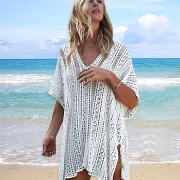 Yaz 2023 Mikro Bikini Cover-up Güneş Koruma kadın Plaj Kanca Çiçek Hollow-out Örgü Mayo Bikini Cover-up