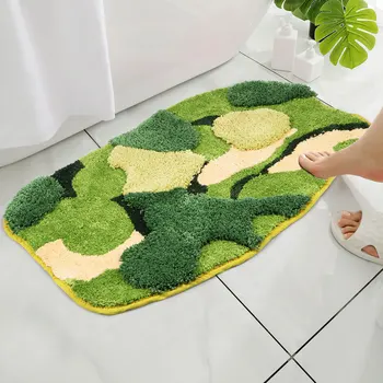 Yeni Yeşil Yosun Yaprağı Banyo Paspas Kaymaz Yosun Banyo Halıları Süper Emici Banyo Paspas Yumuşak Mikrofiber Makine Yıkanabilir duş matı