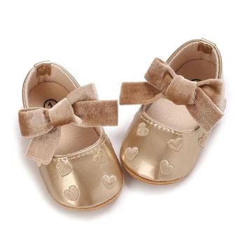 Bebek Kız Ayakkabı Sevimli Moccasins Kalp İlmek Yumuşak Taban PU Deri Flats Ayakkabı İlk Yürüyüşe Kauçuk Kaymaz Prenses Ayakkabı
