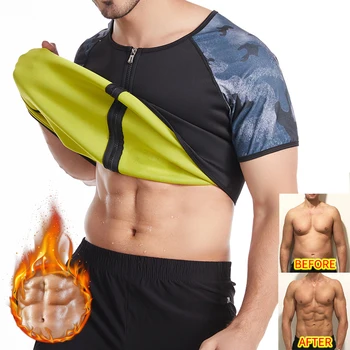 Erkekler Vücut Şekillendirici Bel Eğitmen eşofman Neopren Sauna Takım Elbise Zayıflama T-Shirt Egzersiz Shapewear Tankı Üstleri Kilo Kaybı İçin
