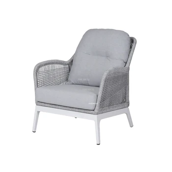 Iskandinav Tasarımcı Metal Rattan Açık Sandalyeler Su Geçirmez Otel Avlu plaj sandalyesi dış mekan mobilyası Ev Yüksek Geri Kanepe Sandalye L