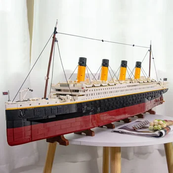 Dalam stok 9090 buah Titani kompatibel 10294 Titanic besar kapal pesiar kapal Steamship bata bangunan blok anak-anak Diy hadiah