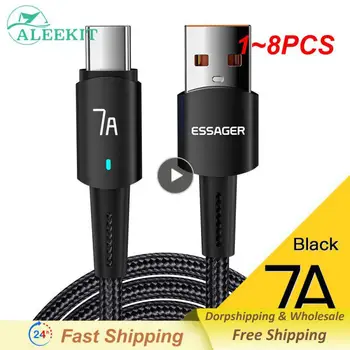 1~8 ADET Essager 7A 100W USB C Tipi Kablo 100W Hızlı Şarj Kablosu OPPO Oneplus Huawei P40 P30 Samsung Realme İçin USB C Şarj Cihazı