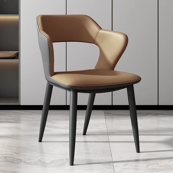 Mobil İskandinav Yemek Sandalyesi Lüks Yemek Odası Deri Mutfak Tasarım Sandalye Metal Zemin Vanity Sillas Comedores Modern Mobilya