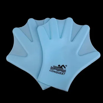 1 Çift Silikon yüzme eldivenleri Perdeli Su Fit Eğitim Eldivenleri Kürek dalış eldiveni El Web (Yetişkin, Gök Mavisi)