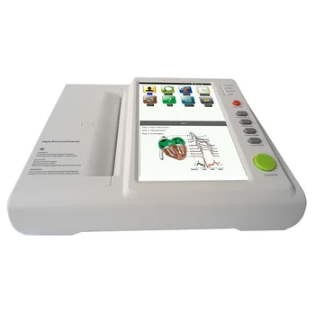 ECG-12 10.2 inç geniş renkli ekran dokunmatik operasyon EKG makinesi iyi fiyat ile 12 kanal