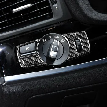 BMW için X3 F25 2011-2017X4 F26 2014-2017 Far Anahtarı Loş ışık kontrol düğmesi düğme kapağı Trim Karbon Fiber Aksesuarları