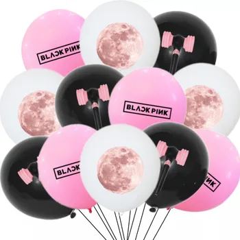 12 Adet Sıcak Kız Yıldız Grubu Siyah Pembe Lateks Balonlar Doğum Günü Partisi Dekorasyon Erkek Kız İyilik Kpop Onları Şenlikli Parti Malzemeleri