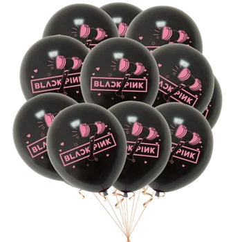 12 Adet Sıcak Kız Yıldız Grubu Siyah Pembe Lateks Balonlar Doğum Günü Partisi Dekorasyon Erkek Kız İyilik Kpop Onları Şenlikli Parti Malzemeleri