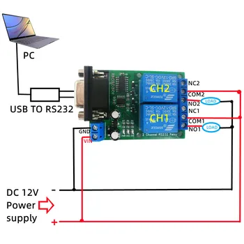 10 ADET N228D02 2 kanal DC12V 24V RS232 PC UART Röle Modülü