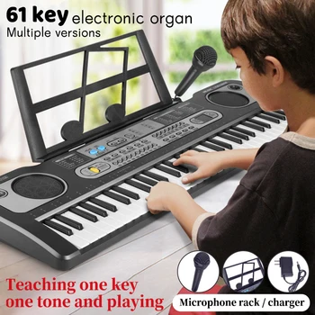 Çocuk 61 Tuşlu Çok Fonksiyonlu elektronik org Mikrofon İle 37 Tuşlu Müzik Elektronik Klavye Piyano Çocuk Oyuncak Hediye