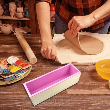 DIY El Yapımı tost ekmeği Kalıp Ahşap Kutu ile Dikdörtgen ekmek tavası Silikon Sabun Kalıpları Bakeware Ev Mutfak için
