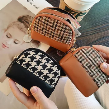 Kadın bozuk para cüzdanı Çift Fermuarlı Küçük Cüzdan Taşınabilir Anahtar Kılıfı Seyahat kart tutucu Moda Vintage Sikke Çanta Kadın İçin