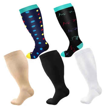 5 Pairs varis çorabı Büyük Boy 4XL Varisli Damar spor çorapları Koşu Bisiklet Basketbol doğal yürüyüş çorapları Baskılı