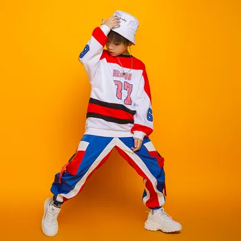 Hip Hop Spor Genç Erkek Kız T-shirt Kargo Pantolon Eşofman Çocuklar için Tees Çocuk Caz Hip Hop dans kostümü Streetwear