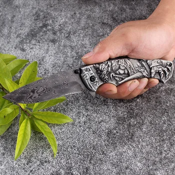 Yeni 3cr15mov Paslanmaz Çelik 3D Kabartma Kamp Taktik Katlanır Bıçak, Taşınabilir Survival av bıçağı Erkek Açık Kamp Hediye