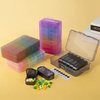 1 ADET Haftalık Hap Durumda Pillbox 7 Gün Tıp Tablet Kutusu Taşınabilir Seyahat Ilaçlar Depolama Organizatör Gizli Bölmeleri Hap Kutusu