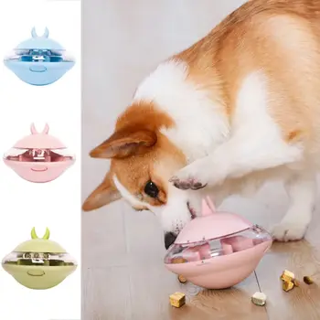 Otomatik Köpek Uçan Disk Tedavi Dağıtıcı Plastik Bite Dayanıklı Köpek Maması Kaçak Topu İnteraktif Pembe / Mavi / Yeşil