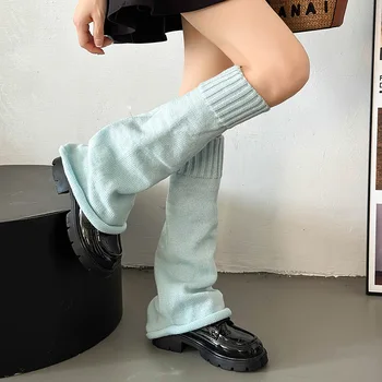 Kalınlaşmış Örme Bacak ısıtıcıları Japon JK kış botu manşetleri Uzun İsıtıcı Lolita Çorap Harajuku Çorap Setleri Uyluk Jartiyer Kürk Çorap