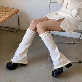 Kalınlaşmış Örme Bacak ısıtıcıları Japon JK kış botu manşetleri Uzun İsıtıcı Lolita Çorap Harajuku Çorap Setleri Uyluk Jartiyer Kürk Çorap