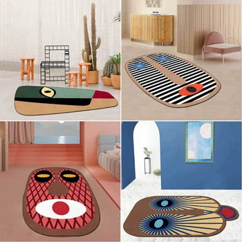 Kalın Düzensiz Halı Geometrik İskandinav Soyut İnsan Yüzü Halılar Oturma Odası Banyo Paspas yatak odası dekoru Başucu Halısı