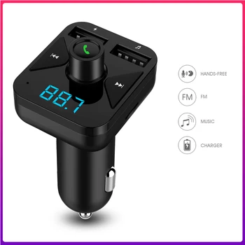 Araba FM Verici Bluetooth 5.0 FM Radyo Modülatör Araç Kiti 3.4 A USB araba şarjı Handsfree Kablosuz Aux Ses MP3 Oyuncu