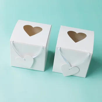Kalp Şekli Şeker Kutusu Aşk Hediye Kutusu Pencere ile Küçük Kutular Ambalaj Hediyeler için Düğün İyilik ve Bebek Duş Parti Malzemeleri