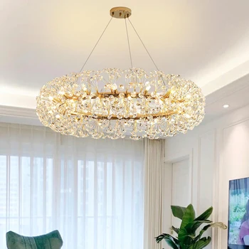 HD Modern K9 kristal tavan avize altın Led çiçek ışık oturma yemek odası yatak odası ev dekorasyon kapalı asılı lamba