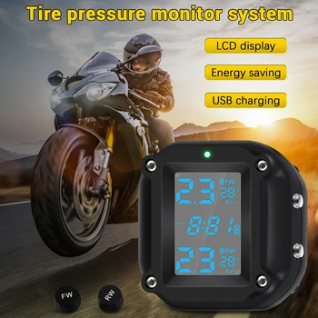 Motosiklet lastiği Basıncı İzleme Sistemi Moto TPMS oto bisikleti Lastik Alarmı LCD Gerçek Zamanlı Monitör İki Tekerlekli Motosiklet