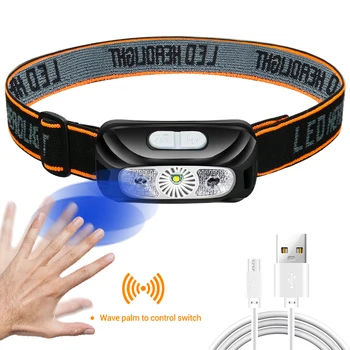 Mini Süper Parlak LED Far İndüksiyon Far USB C Şarj Edilebilir Taşınabilir Kafa Feneri Kamp Balıkçılık