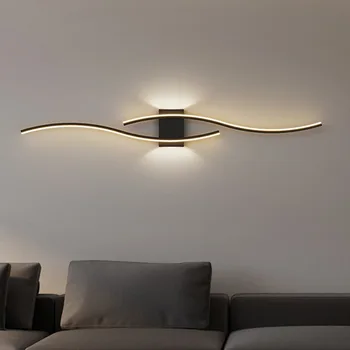 Modern Minimalist led duvar ışığı siyah beyaz iç dekorasyon lambaları duvar lambası oturma odası yukarı aşağı ışık kapalı yatak odası için